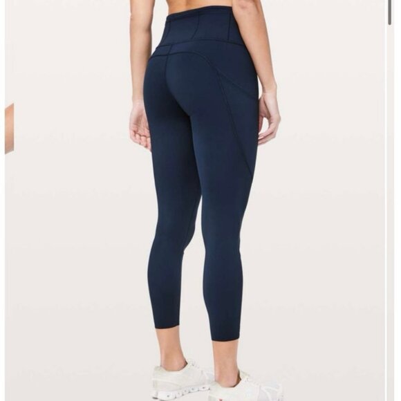 Lululemon Athletica Fast & Free 7/8 Tight 25” True Navy Nulux Leggings Size 4 - Picture 3 of 9